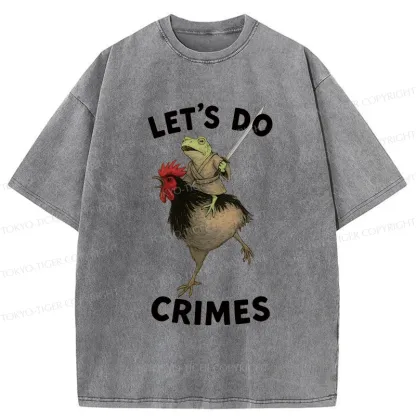 Tokyo-Tiger Frog Riding A Chicken Washed T-Shirt