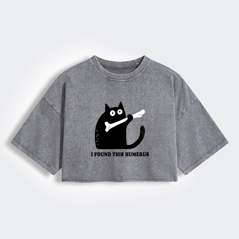 Tokyo-Tiger Cat Found This Humerus Women's Washed Crop T-Shirt
