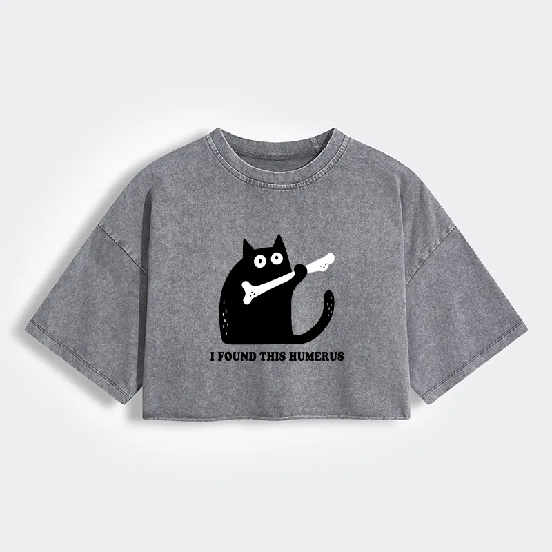 Tokyo-Tiger Cat Found This Humerus Women's Washed Crop T-Shirt
