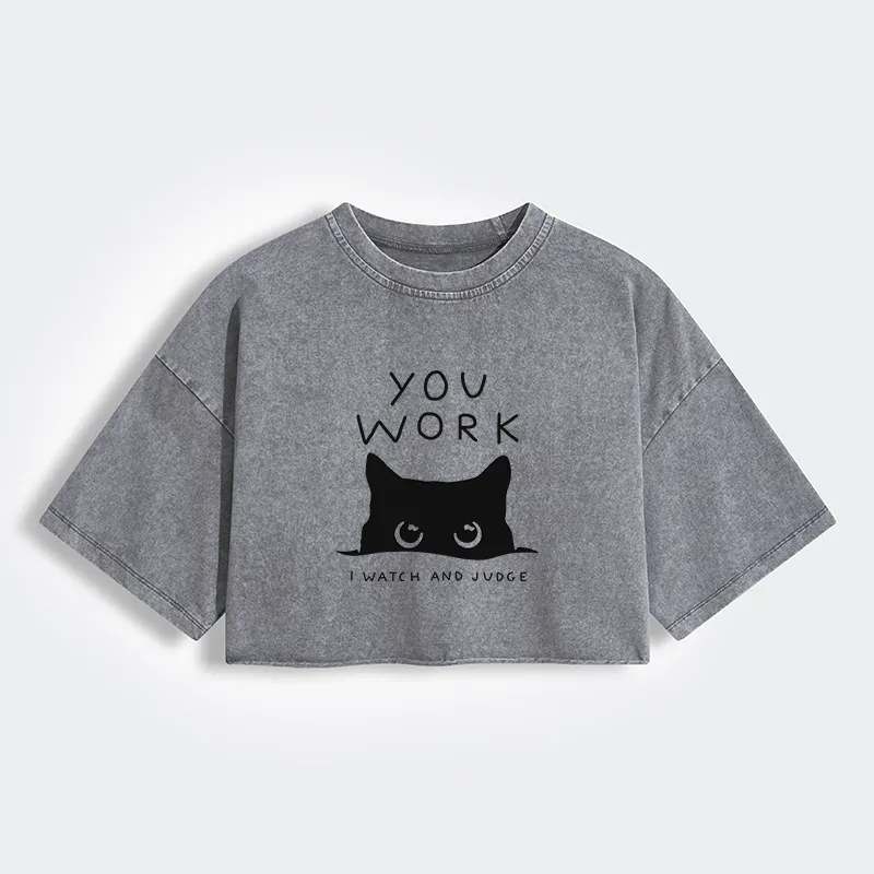 Tokyo-Tiger A Cat That Spies Women's Washed Crop T-Shirt