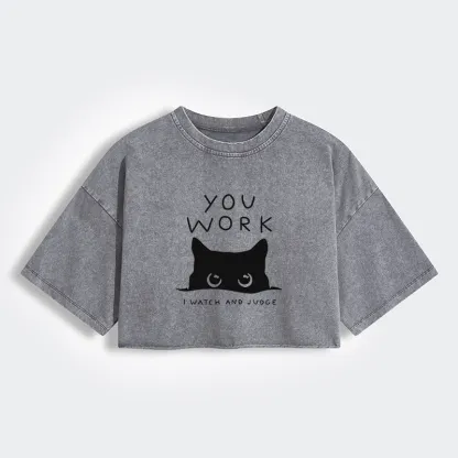 Tokyo-Tiger A Cat That Spies Women's Washed Crop T-Shirt