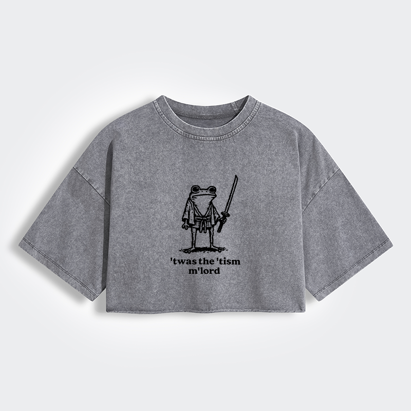 Tokyo-Tiger Focused Samurai Frog Women's Washed Crop T-Shirt