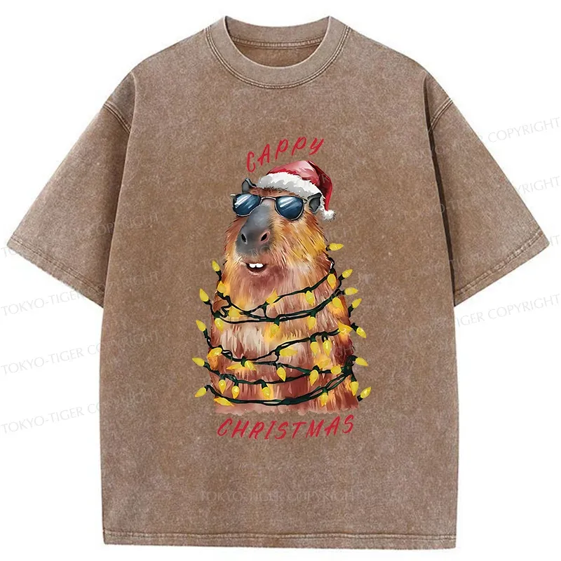 Tokyo-Tiger Merry Christmas Capybara Washed T-Shirt