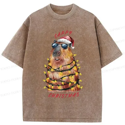 Tokyo-Tiger Merry Christmas Capybara Washed T-Shirt