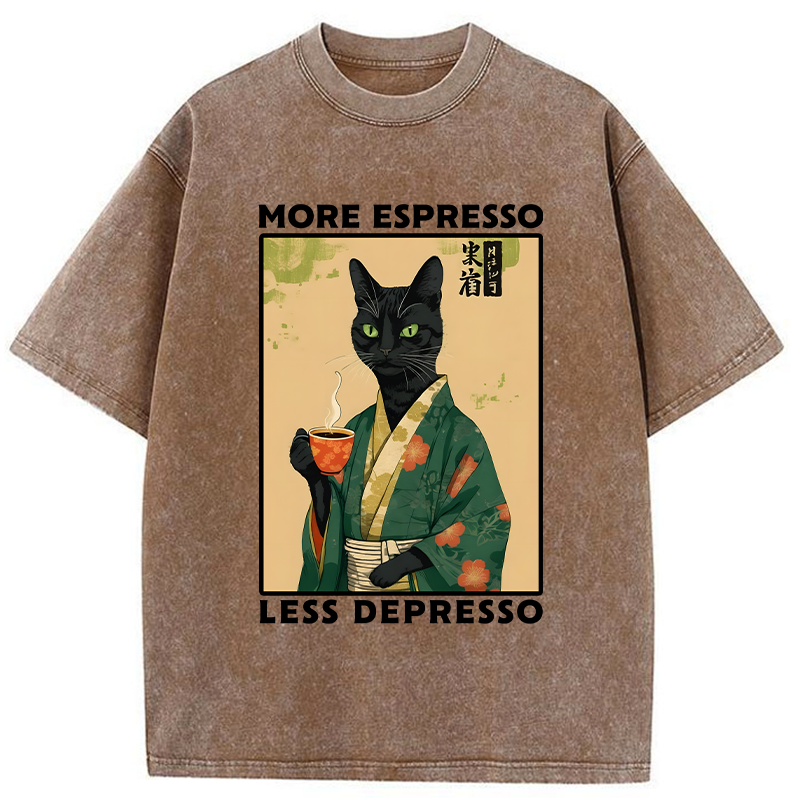 Tokyo-Tiger More Caffeine Less Sadness Washed T-Shirt