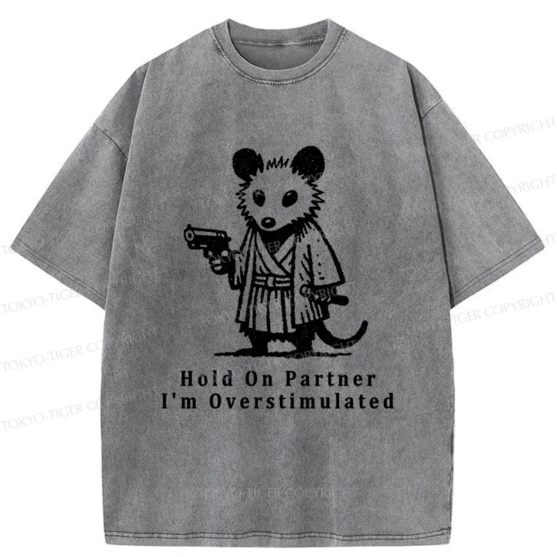 Tokyo-Tiger Funny Possum Samurai Washed T-Shirt