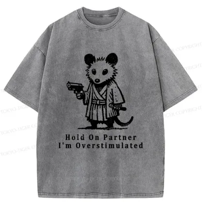 Tokyo-Tiger Funny Possum Samurai Washed T-Shirt