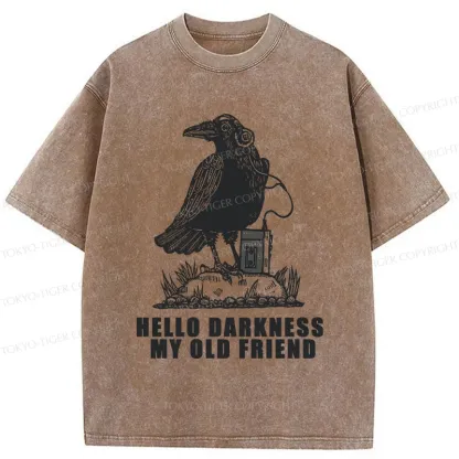 Tokyo-Tiger Crows Listening To Music Washed T-Shirt