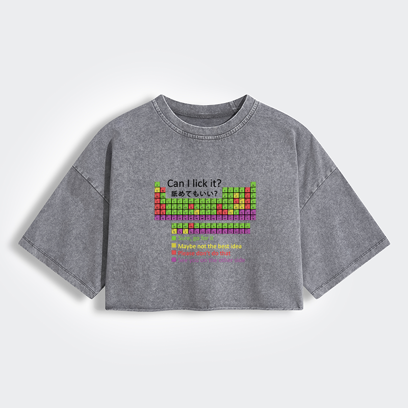 Tokyo-Tiger Can I Lick It Women's Washed Crop T-Shirt