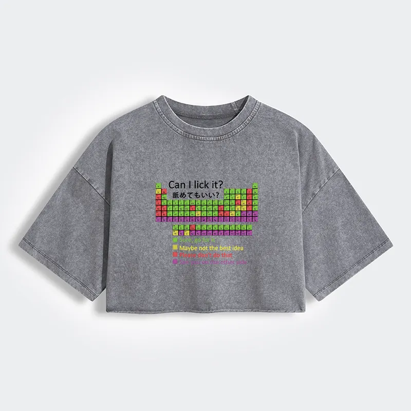 Tokyo-Tiger Can I Lick It Women's Washed Crop T-Shirt