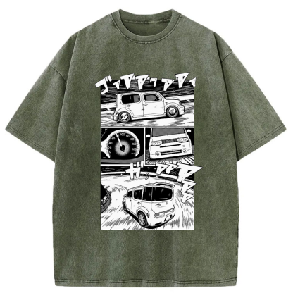 Tokyo-Tiger Japanese Nissan Cube Washed T-Shirt