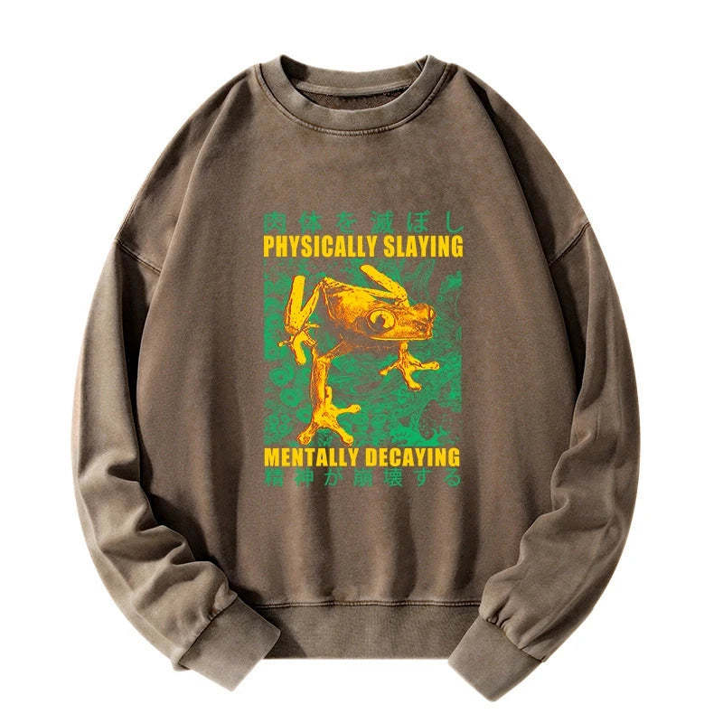 Tokyo-Tiger Physically Slaying Mentally Decaying Washed Sweatshirt