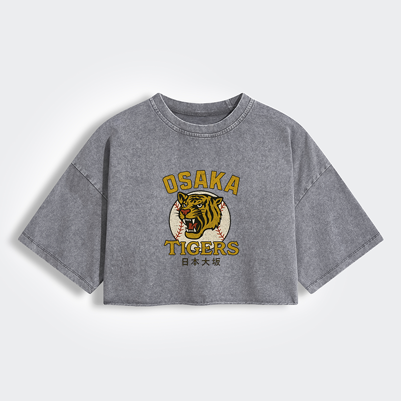 Tokyo-Tiger Funny Osaka Tigers Women's Washed Crop T-Shirt