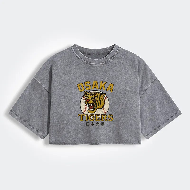 Tokyo-Tiger Funny Osaka Tigers Women's Washed Crop T-Shirt