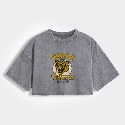 Tokyo-Tiger Funny Osaka Tigers Women's Washed Crop T-Shirt