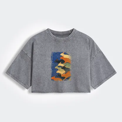 Tokyo-Tiger Claw-some Ninja Women's Washed Crop T-Shirt