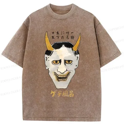 Tokyo-Tiger Japanese Yokai Mask Washed T-Shirt