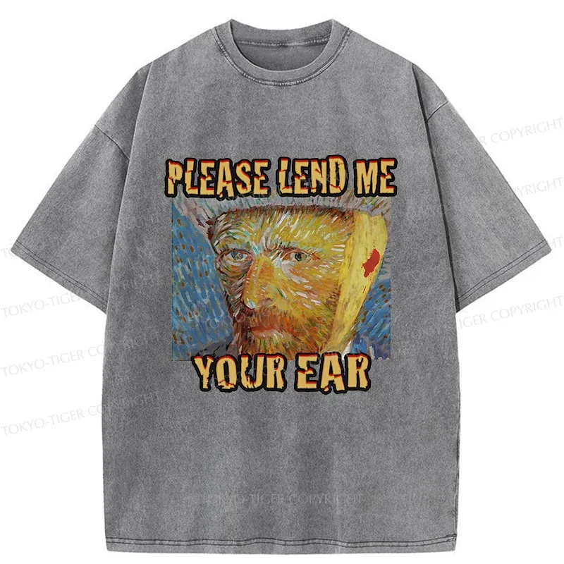 Tokyo-Tiger Van Gogh Funny Washed T-Shirt