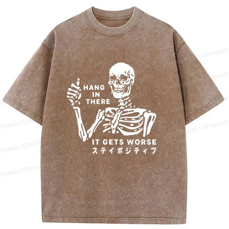 Tokyo-Tiger Taunting Skeleton Washed T-Shirt