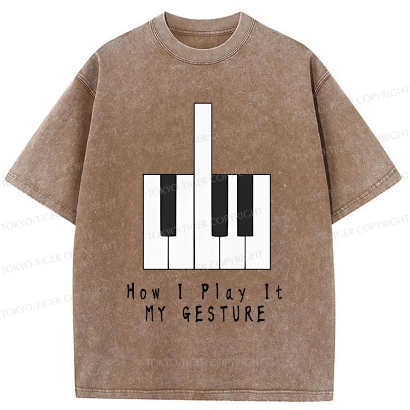Tokyo-Tiger Piano Gesture Washed T-Shirt