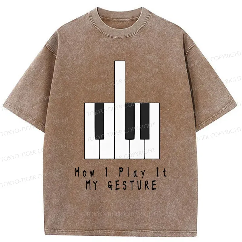 Tokyo-Tiger Piano Gesture Washed T-Shirt