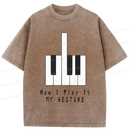 Tokyo-Tiger Piano Gesture Washed T-Shirt
