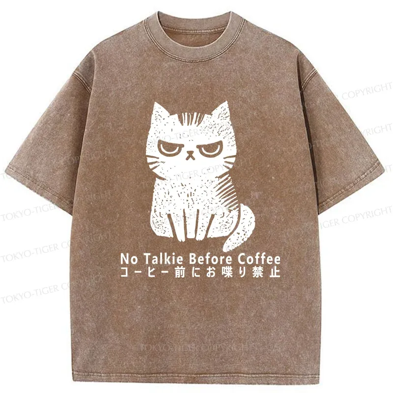 Tokyo-Tiger No Talkie Before Coffee Washed T-Shirt