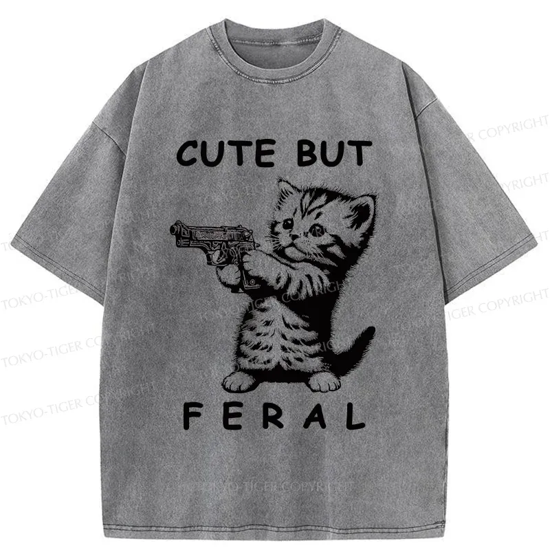 Tokyo-Tiger Ferocious Cat Washed T-Shirt