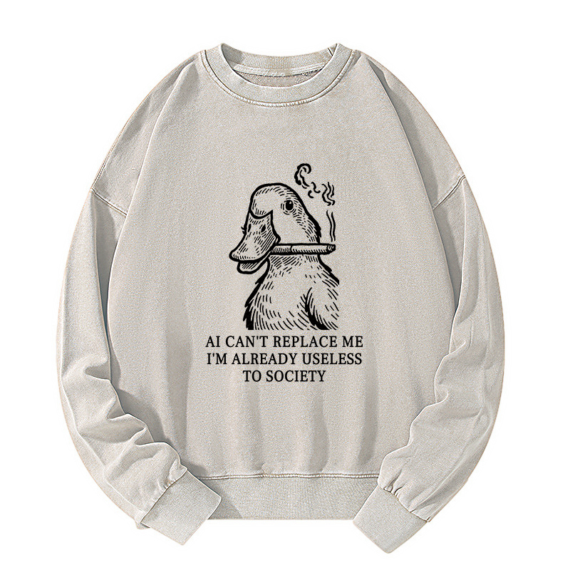 Tokyo-Tiger Smoking Duck Funny Washed Sweatshirt