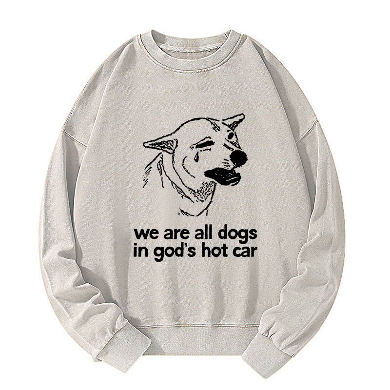 Tokyo-Tiger Sad Dog Funny Washed Sweatshirt