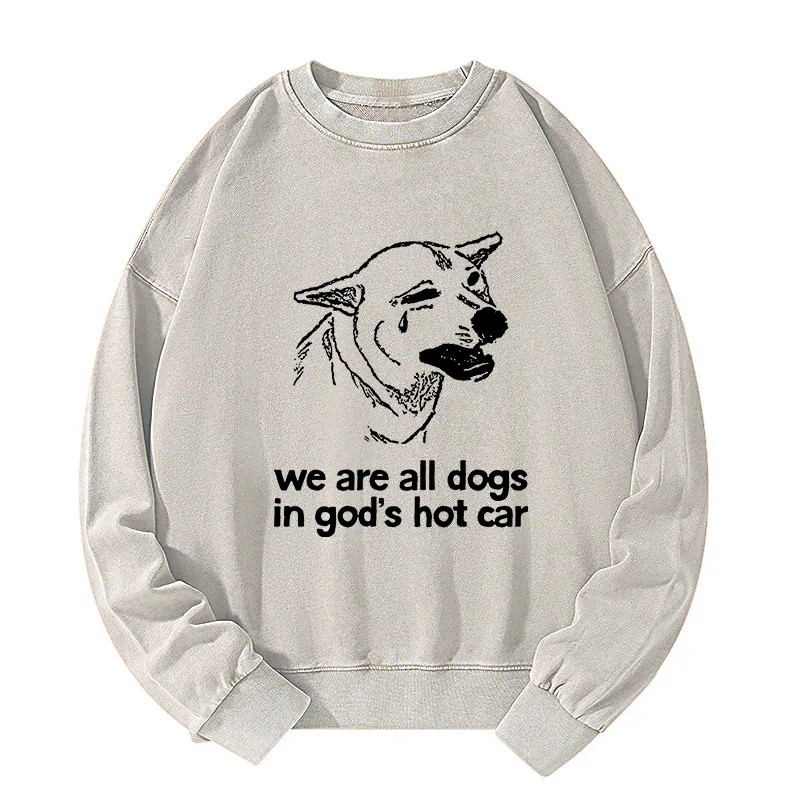Tokyo-Tiger Sad Dog Funny Washed Sweatshirt