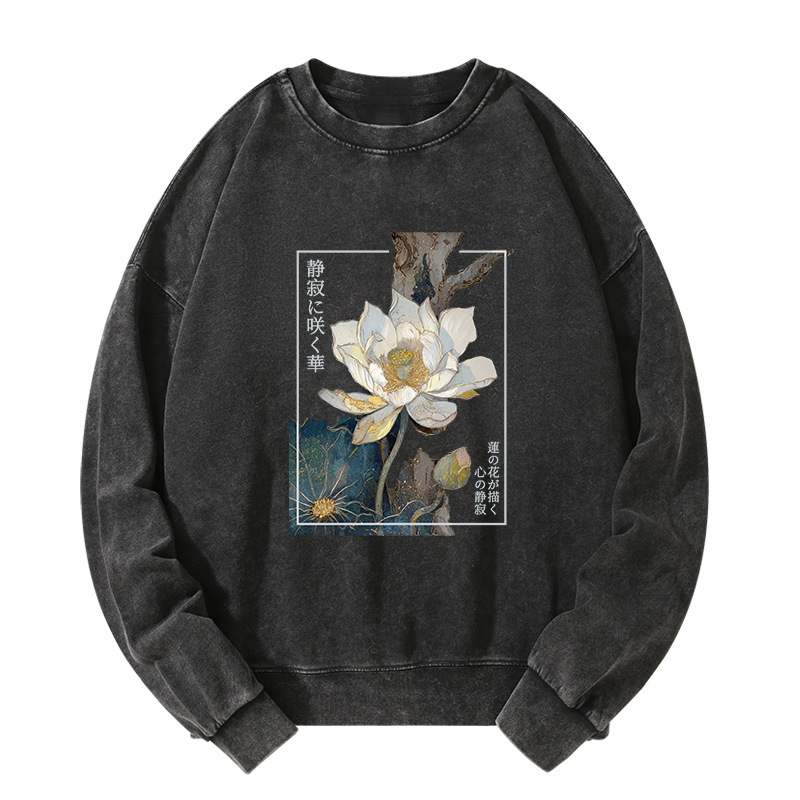 Tokyo-Tiger Blooming Lotus Japan Washed Sweatshirt