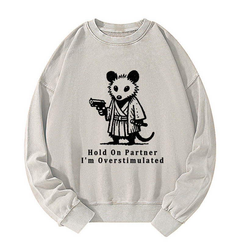 Tokyo-Tiger Funny Possum Samurai Washed Sweatshirt