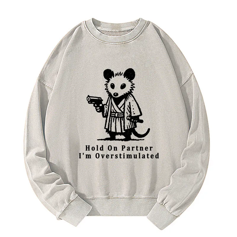 Tokyo-Tiger Funny Possum Samurai Washed Sweatshirt
