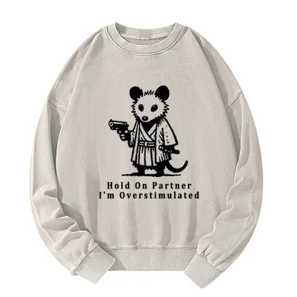 Tokyo-Tiger Funny Possum Samurai Washed Sweatshirt