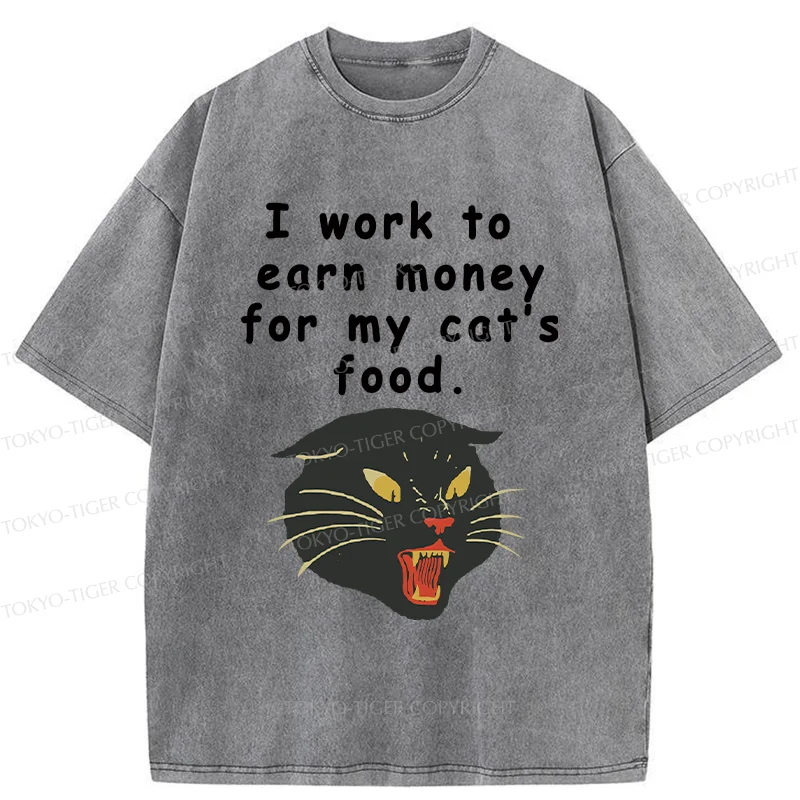 Tokyo-Tiger Working Hard For My Cat Washed T-Shirt