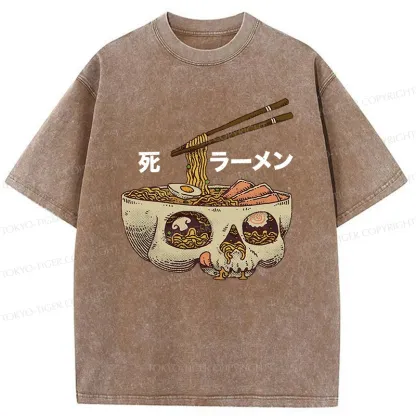 Tokyo-Tiger Skull Ramen Washed T-Shirt