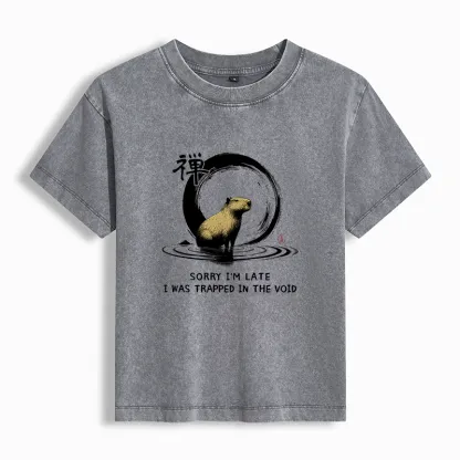Tokyo-Tiger Zen Capybara Was Trapped In The Void Women's Washed T-shirt