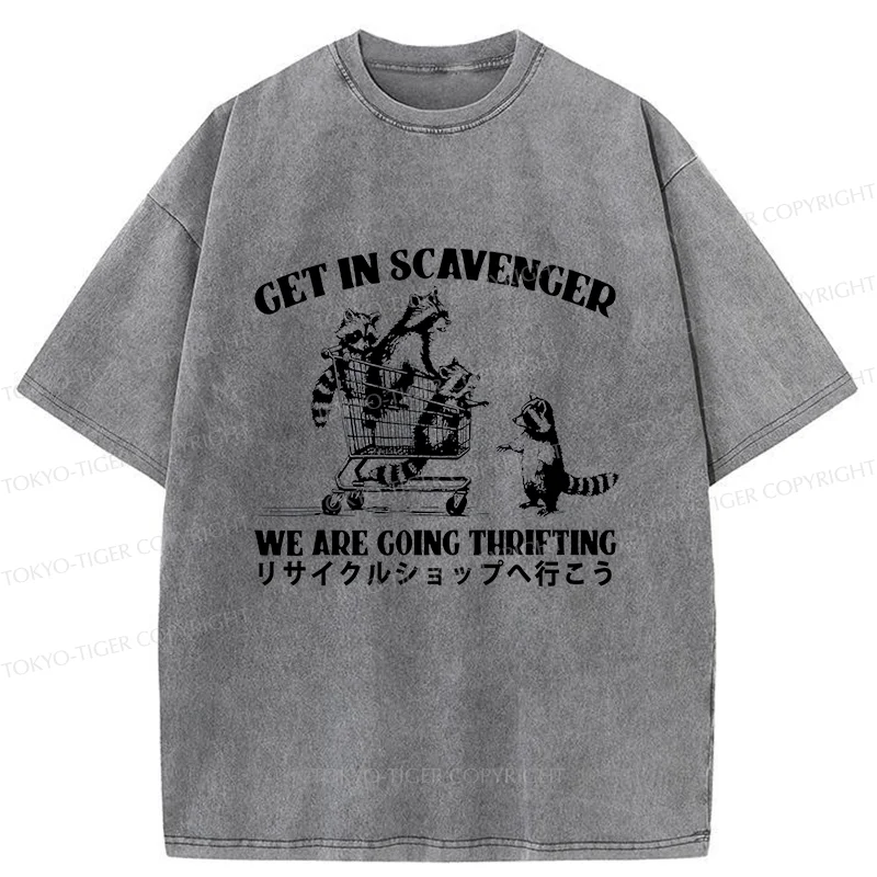 Tokyo-Tiger Raccoons Picking Up Trash Washed T-Shirt