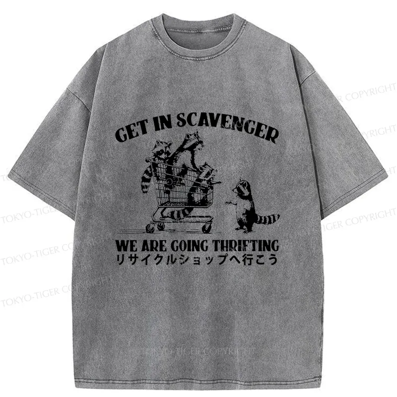 Tokyo-Tiger Raccoons Picking Up Trash Washed T-Shirt