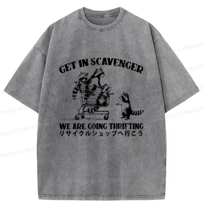 Tokyo-Tiger Raccoons Picking Up Trash Washed T-Shirt