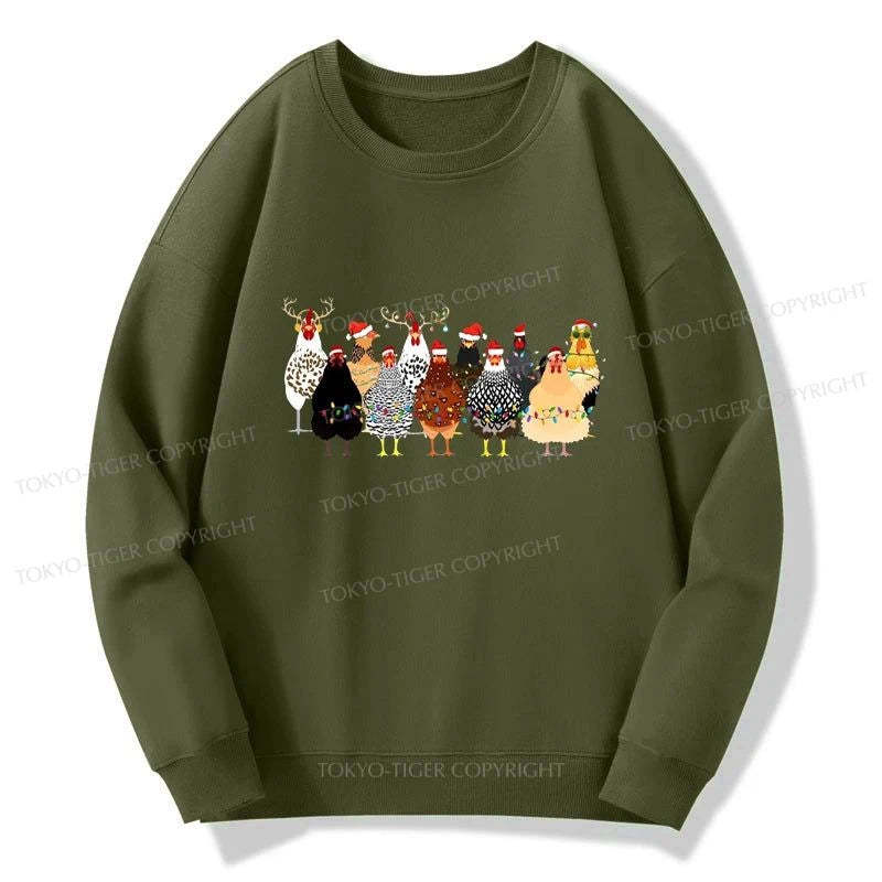 Tokyo-Tiger A Flock Of Christmas Chickens Sweatshirt-tokyo-tiger