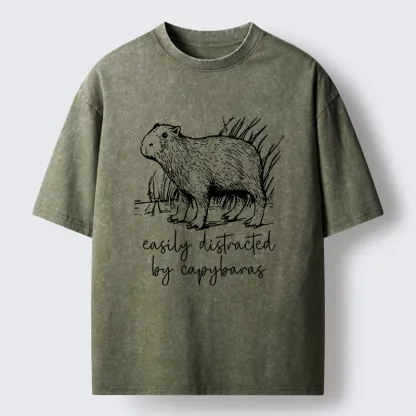 Tokyo-Tiger Capybara Lovers Funny Washed T-Shirt