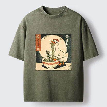Tokyo-Tiger Retro Duck Ramen Washed T-Shirt