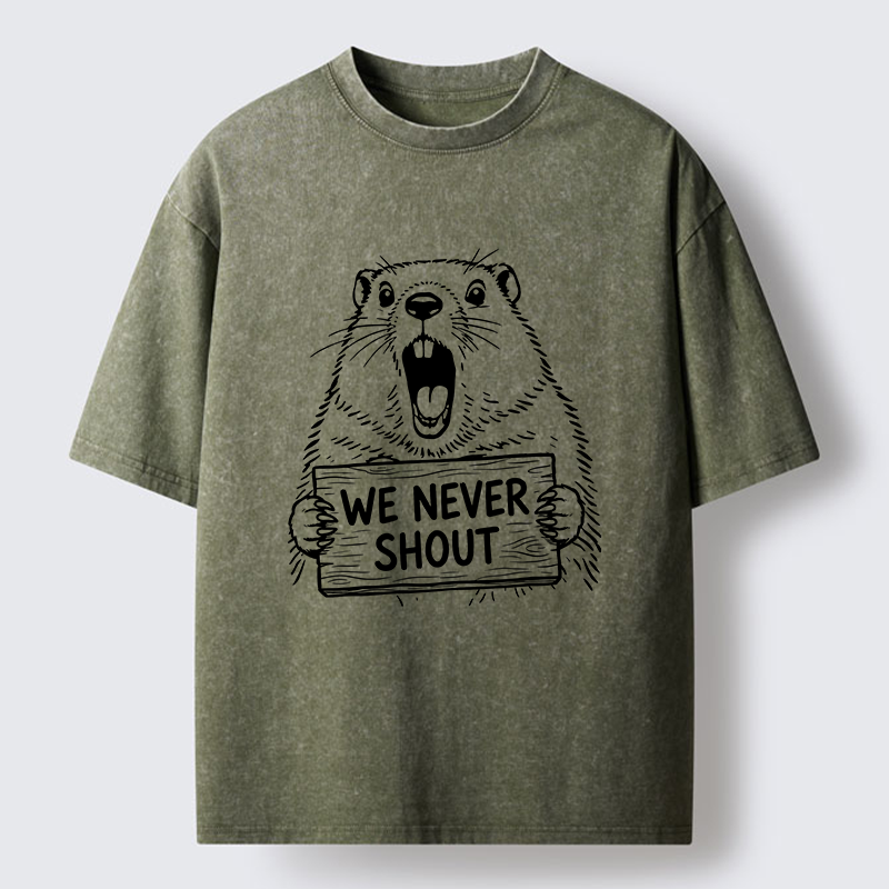 Tokyo-Tiger Shouting Groundhog Meme Washed T-Shirt