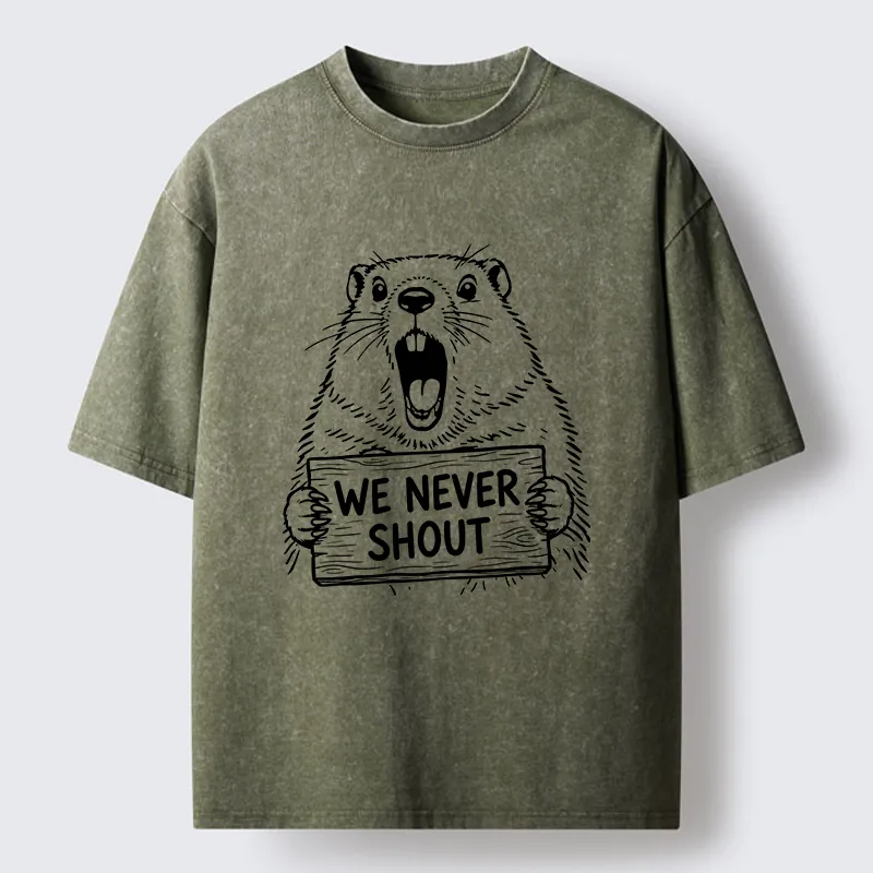 Tokyo-Tiger Shouting Groundhog Meme Washed T-Shirt