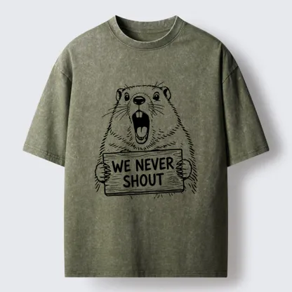 Tokyo-Tiger Shouting Groundhog Meme Washed T-Shirt