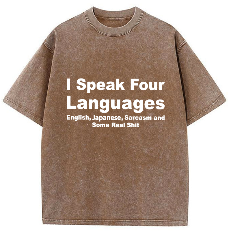 Tokyo-Tiger Speak Four Languages Washed T-Shirt