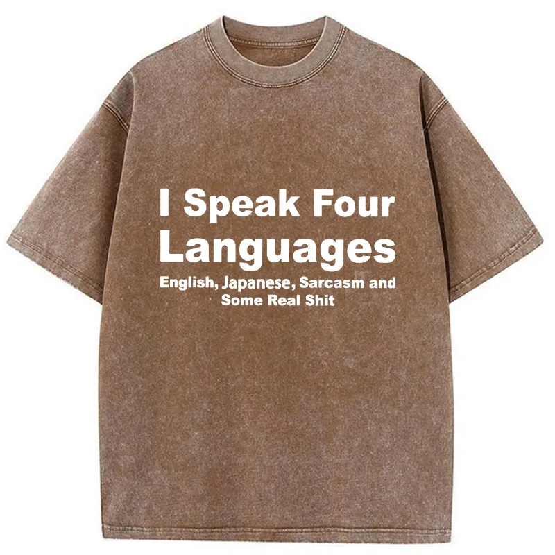 Tokyo-Tiger Speak Four Languages Washed T-Shirt
