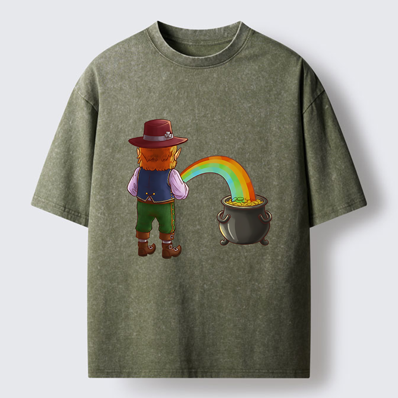 Tokyo-Tiger St Patrick's Day Rainbow Funny Washed T-Shirt